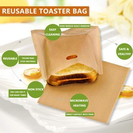 YOOCOOL YOOCOOL Non Stick Toaster Bags Reusable and Heat Resistant Easy to Clean,Perfect for Grilled Cheese Sandwiches (10)