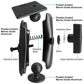 AGEofDMS Industrial Monitor Mount, VESA 75 mm, Aluminum, Double Base Arm, 360° Rotating, 7 kg Static Load, Compatible with Desktop