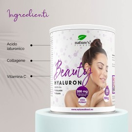 Nature's Finest Beauty Hyaluronic Acid with the Addition of Collagen and Vitamin C 200 mg Hyaluronic Acid per Dose Ideal for Vegan and Vegetarian Diet
