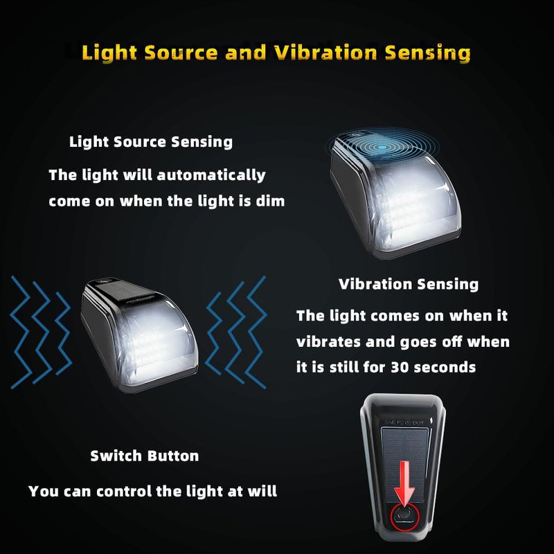 5Pcs No Drill Car Cab Lights, Solar Powered Waterproof Wireless