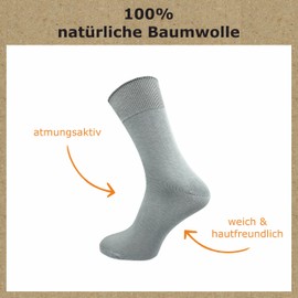 GAWILO Men's Basic Socks Made of 100% Pure Cotton (12 Pairs) | Thin & Breathable Cotton Socks without Pressing Seam, lightgrey, 47 - 50