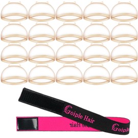 20PCS HD Wig Cap for Lace Front Wig, Stocking Stretchy Wig Caps for Women Men, Stretchy Nylon Stocking Wig Caps Wig Bald Cap for Wigs, Transparent Wig Cap Thin Wig Cap with Elastic Band (HD Nude)