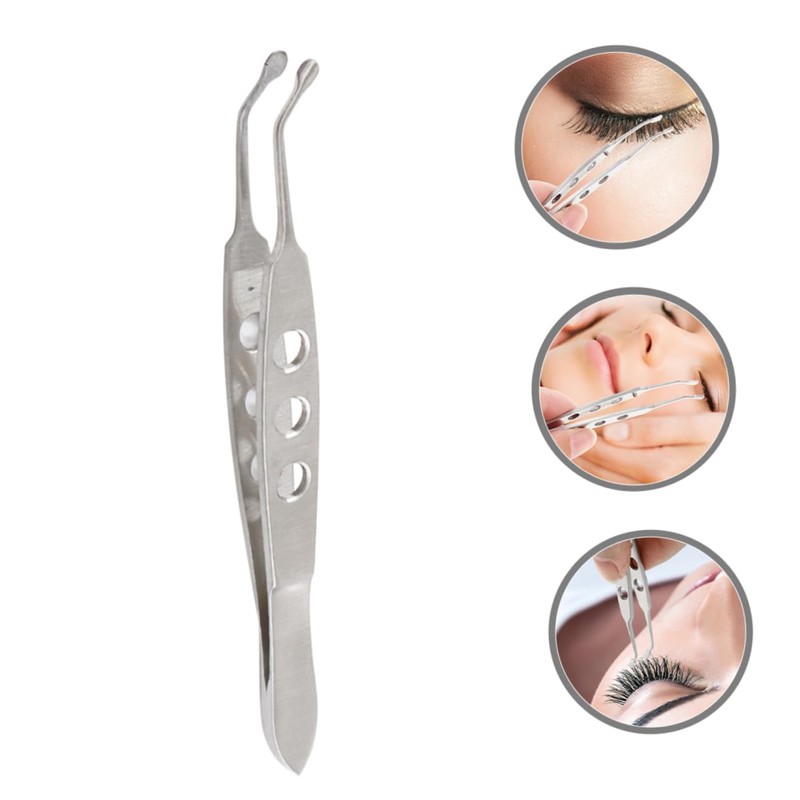 BIUDECO Ergonomic Eyelid Tweezers for Women Stainless Steel Meibomian Gland