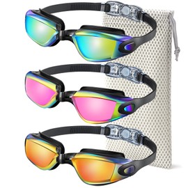 NSSIW Swimming-Goggles Adult Swim-Goggles-Men Women: Ultra-wide Field of View with UV400 and Anti Fog 3 Pack