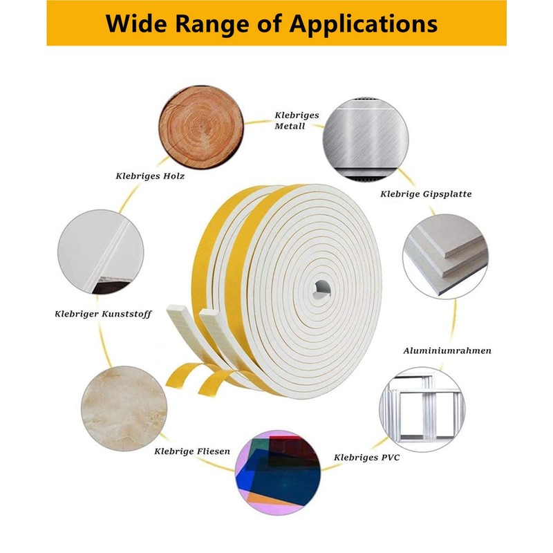 Indoor Weather Stripping, 1/2"(W) x 1/8"(T) x 39.4ft(L) Doors Windows
