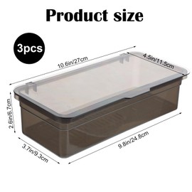 Rainmae 3Pcs Flatware Tray with Lid and Drainer, Large Plastic Silverware Utensil Kitchen Drawer Organizer Clear Cutlery Storage Container with Cover Dinnerware Holder Box for Home and Travel | Rainmae