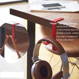 DGBAY Headphone Hanger & Bag Hook, Universal Aluminum Metal Holder for Bag and PC Gaming Headset & Wireless Headphone (Red)