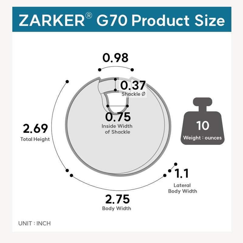 Zarker G70 Heavy Duty Stainless Steel Keyed Discus Padlock –
