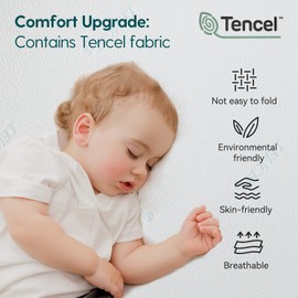 BABELIO Premium Memory Foam Crib Mattresses, 2-Stage, Cool Gel, with Waterproof Lining & Removable Mattress Cover, for Standard Crib & Toddler Bed (White and Grey)