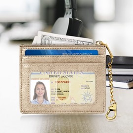 SEAVILIA Card Holder Keychain Wallet for Women with ID Window RFID Coin Purse Bee Gifts Slim Minimalist Small Wallet