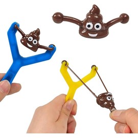 Funny Poo Slingshot Toy Set- 2 Slingshot & 20 Poops Bullets Squishy Toy, Poop Finger Shooting Slingshot Prank Toy, Fillers for Kids Adults Birthday Joke Prank Toys Gift