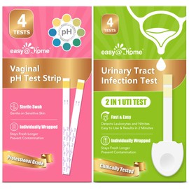 Easy@Home Vaginal pH Test Strips & UTI Test Kits (8 Pack): Yeast Infection, BV, UTI Tests for Women, Fast Accurate Results, 4 Urinary Tract Infection & 4 Feminine pH Health Tests