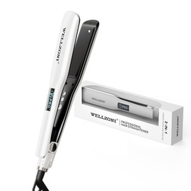 WELLZONI Flat Iron Hair Straightener - 1.4" Wide Plate, 15s Fast Heating with 37 Temp Settings 122-450°F, Dual Voltage Ionic Ceramic Flat Iron for All Hair Types with Auto Shut-Off
