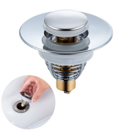 Gvolatee Diameter 34-38 mm Stainless Steel Universal Pop Up Plug Sink with 2 Seals, Drain Plug Drain Fitting with Anti Clogging Strainer, for Countertop Washbasin, Bath Plug