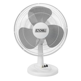EZ-CHILL 16” Oscillating Table Fan with Adjustable Tilt, Convenient Push Button Controls, Quiet, 3 Speed, Desk Fan, Airflow 15.75 ft/sec, Ideal for Home, Bedroom, Dorm & Office, MTFD-16