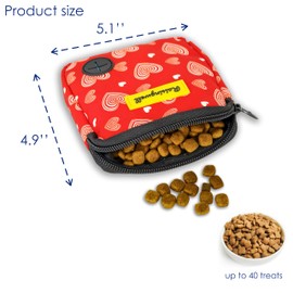 Raisingwell Dog Treat Pouch for Pet Walking and Training with Clicker Poop Bags Small Fanny Zipper Pack Holder for Puppy Snack Dispenser Kit for Leash and Outdoor Use (Valentine)