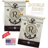 Nautical R Initial House Flag Dowel Set Monogram Coastal Anchor
