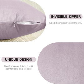 JOTOM Soft Velvet Decorative Throw Pillow Covers 50x50 cm Solid Cushion Covers 20x20 Inch Cushion Case Square Pillow Cases for Couch Sofa Living Room Bedroom Home Decor Set of 2 (Lilac)