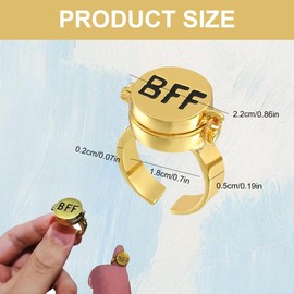 RDNKVB Cute BFF Ring, Gold Rings, Jewellery Gifts for Women Girls, Pack of 2 Best Friends Forever, Adjustable Open Cap Rings