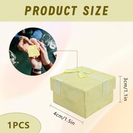 Jewellery Gift Boxes With Bow Knot and Lids for Rings, Earrings, and Presents - Small Kraft Jewelry Boxes for Gifting (Yellow)