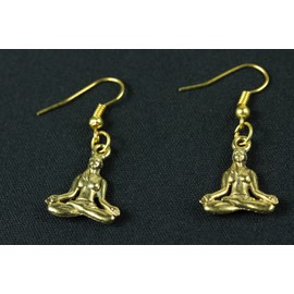 Buddha In Lotus Position Earrings Yoga Meditation Miniblings Tibet Gold