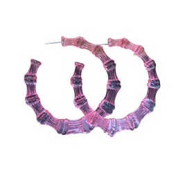 80s 90s Large Bamboo Hoop Earrings Hip Hop Statement Earring Fashion Jewelry Gift-pink