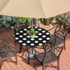 Outdoor Tablecloth with Umbrella Hole and Hidden Zipper,Black White Polka