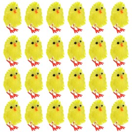 Beavorty 60pcs Easter Chicks Figurines Mini Easter Chicks Fluffy Mini Baby Chicks Yellow Easter Chenille Chicks Household Desktop Decor for Easter Party