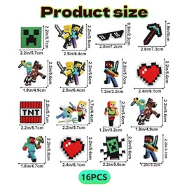 LUMOOM Children's Iron-On Patches, Set of 16, Video Game Patches, Embroidered Iron-On Patches, Motifs, Patches for Clothing, Textiles, Clothing, Jeans, Bags, Decoration