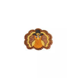Thanksgiving Christmas Turkey Sparkle Holiday Gobble Patch, Iron On/Sew On