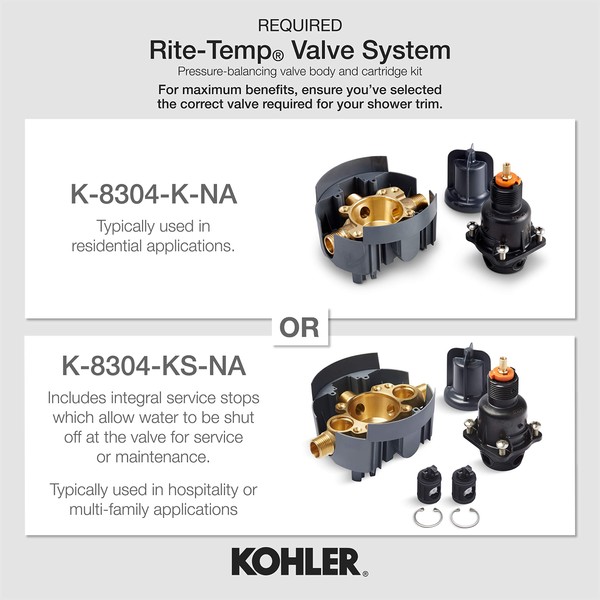 Kohler TS10277-4-BN K-TS10277-4-BN FORTE Sculpted Rite-Temp valve trim VIBRANT BRUSHED NICKEL, 1