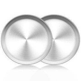 HaWare Pizza Baking Tray Round Set of 2, Stainless Steel Baking Sheet 10 inch Pizza Pan Trays for Oven Baking, Non Toxic & Healthy, Heavy Duty & Dishwasher Safe