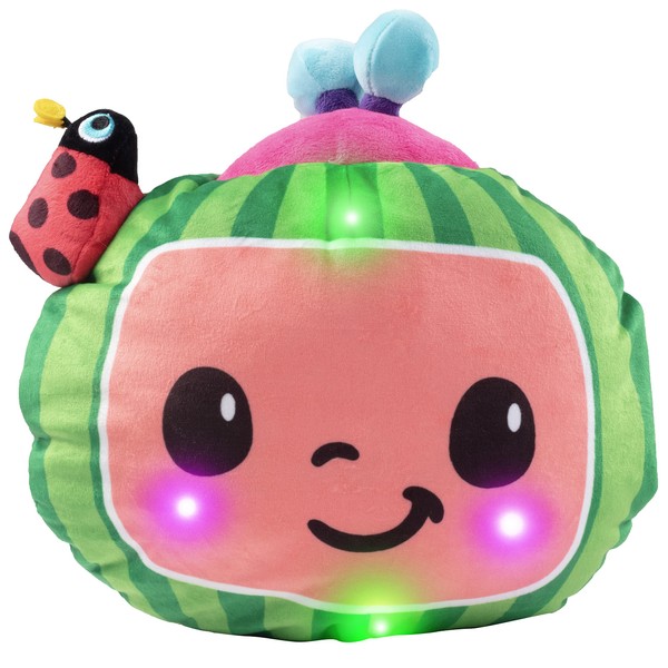 CoComelon Melon Singing Light Up Plush Pillow Toy - Features CoComleon Favorites: Quiet Time Song & Rock-a-Bye Baby - Soothing Sleep Glow Night Light for Bed or Naptime - Toddlers Ages 18+ Months