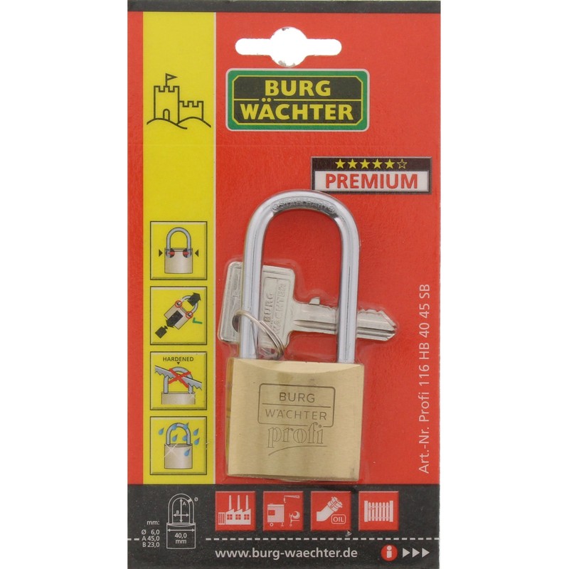 Burg Wächter 116HB 40 45 Lock Brass with High 40