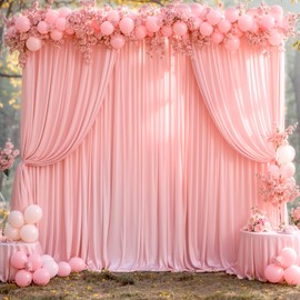 10x12 Blush Pink Backdrop Curtains for Wedding Party Wrinkle Free Backdrops Curtain Drapes Fabric Decorations Photo Back Drop Cloth for Baby Shower Photography Stage Reception 5ft x 12ft,2 Panels