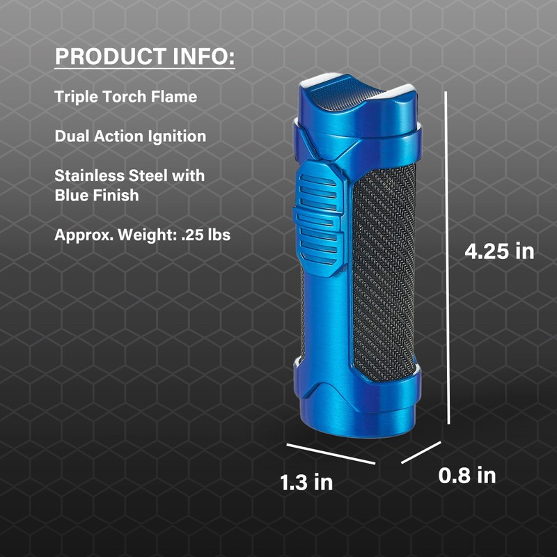 Visol Marlin Butane Torch Lighter Triple Flame Refillable Gas Lighter,