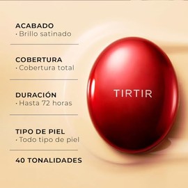 TIRTIR – Mask Fit Red Cushion 18 g – TONO 24N LATTE – Base de maquillaje de alta cobertura cushion – larga duración hasta 72 h – acabado satinado – ligera y transpirable