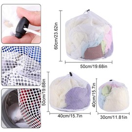 3 Pieces Laundry Net for Washing Machine Laundry Bag with Cord Stopper Laundry Bag for Protects Sensitive Laundry Travel Organiser for Dirty Laundry 3 Sizes Laundry Bags