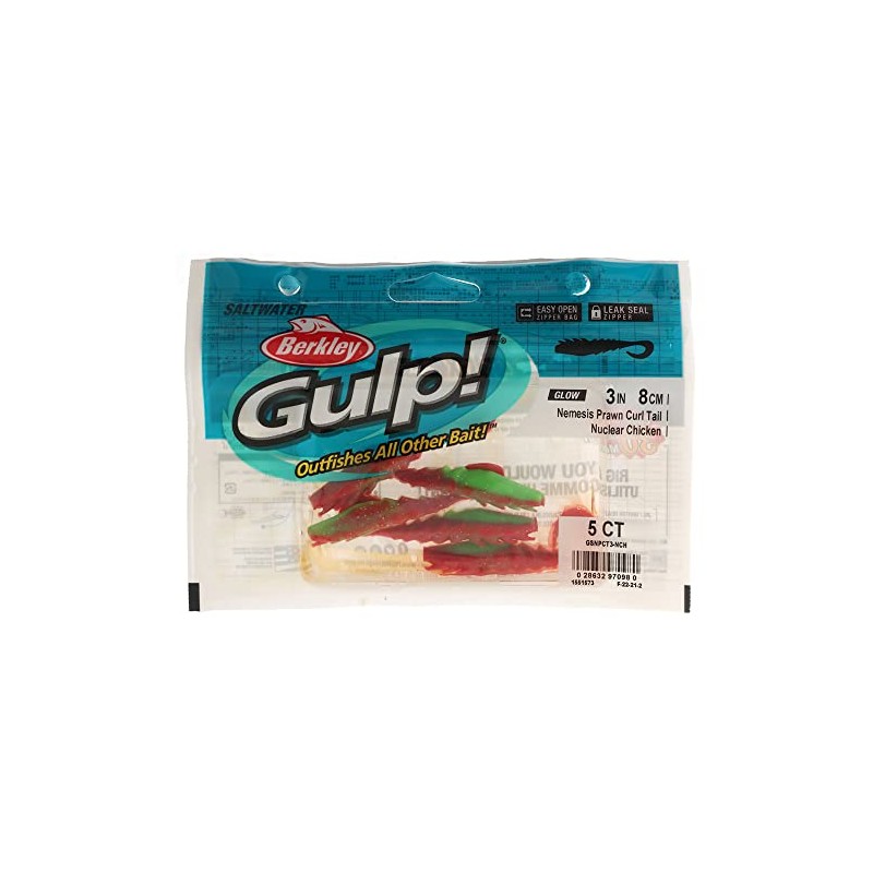 Berkley Gulp!® Nemesis Prawn Curl Tail; Saltwater Fishing Soft Bait