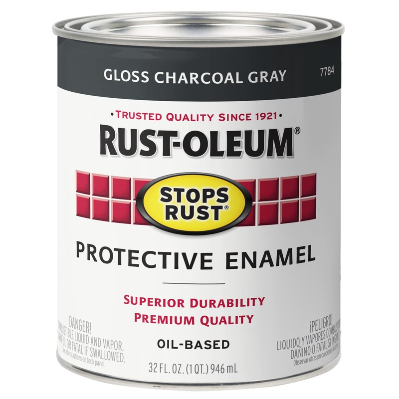Rust-Oleum 7784502-2PK Stops Rust Brush On Paint, Quart, Gloss Charcoal
