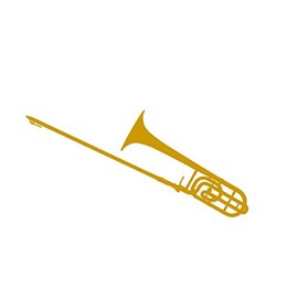 Trombone Horn Music Wall Decals Stickers, Yellow, 72"