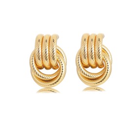 Ticome Chunky Gold Knot Earrings, Gold Statement Geometric Dangle Drop Earrings,Vintage Metal French Style Chunky Trendy Knot Stud Long Twisted Link Jewelry, Fashionable Jewelry Gifts