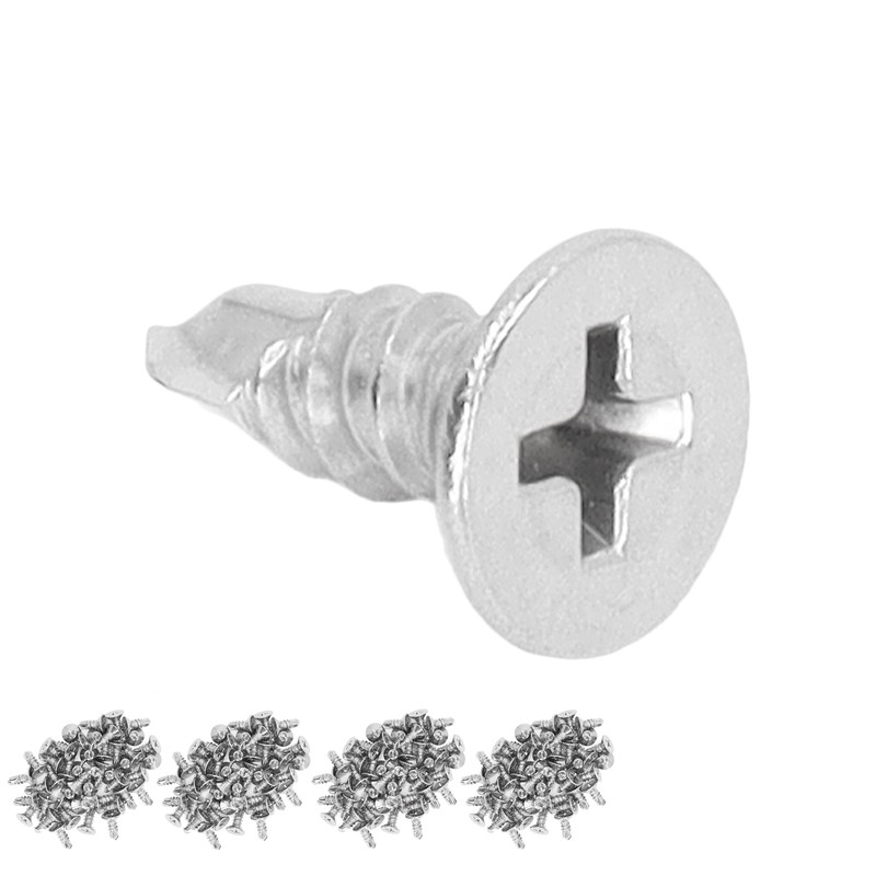 200Pcs Self Drilling Screw Countersunk Cross Stainless Steel 13mm Length