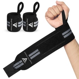 Beast AT Least Weight Lifting Wrist Wraps – 18” Cotton Wrist Support with Thumb Loop – Gym Straps for Workout Powerlifting Weightlifting Fitness Strength Training, Stiff Wrist Straps (Gray)