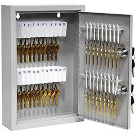 BankSupplies Fort Knox 40 Key Cabinet | Dual Lock Control Key Box | Welded 22 Gauge Steel Construction | Scratch Resistant | Write-On Key Tags for Easy Identification
