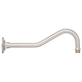 Naiture 12" Brass Contemporary Hook S-Style Shape Extension Shower Arm with Welded Flange, Extender Tube Shower Head, Brushed Nickel Finish