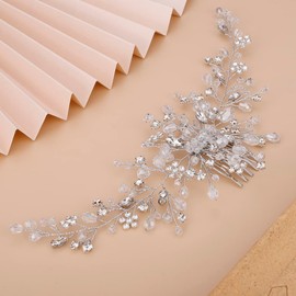 Teyglen Delicado Oro Rojo Azul Diamantes De Imitación Flor Cristal Novia Boda Peine Accesorios Para El Cabello Con Diamantes De Imitación Cristales Peines Laterales Nupciales Para Mujeres Novia Niñas