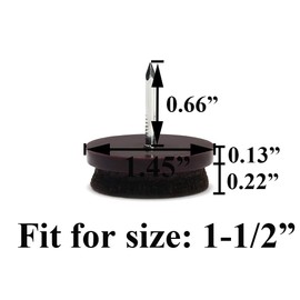 Nail on Felt Pads Furnigear Furniture Pads Nail- Floor Protectors for Furniture Legs 24Pack Chair Felt Pads for Hardwood Floors (1-1/2" (Brown))