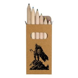 Azeeda 6 x 'Viking Standing on Cliff' Short 85mm Pencils/Coloured Pencil Set (PE00067958)