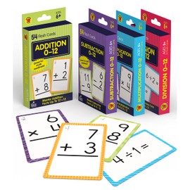 Carson Dellosa Education Carson Dellosa 4-Pack Math Flash Cards for Kids Ages 4-8, 211 Addition and Subtraction Flash Cards and Multiplication and Division Flash Cards for Kindergarten, 1st, 2nd, 3rd, 4th, 5th & 6th Grade